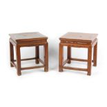 Two 19th century Chinese jumu square topped tables or stools (2).