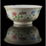 Property of a lady - a Chinese famille rose cricket bowl, painted with crickets & flowers on a