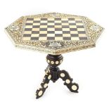 Property of a lady - a 19th century Indian Vizagapatam ivory & ebony octagonal topped miniature