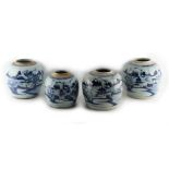 Property of a lady - a group of four 18th century Chinese blue & white ovoid ginger jars, the