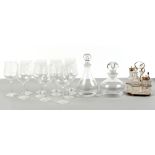 Property of a lady - two Dartington glass decanters; together with a set of twelve large wine