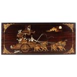 Property of a lady - a marquetry inlaid rosewood rectangular panel depicting a horse drawn