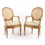 Property of a gentleman - a pair of early 20th century French Louis XVI style giltwood open