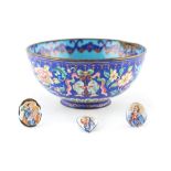Property of a lady - an 18th century Chinese Canton enamel bowl, decorated with precious objects &