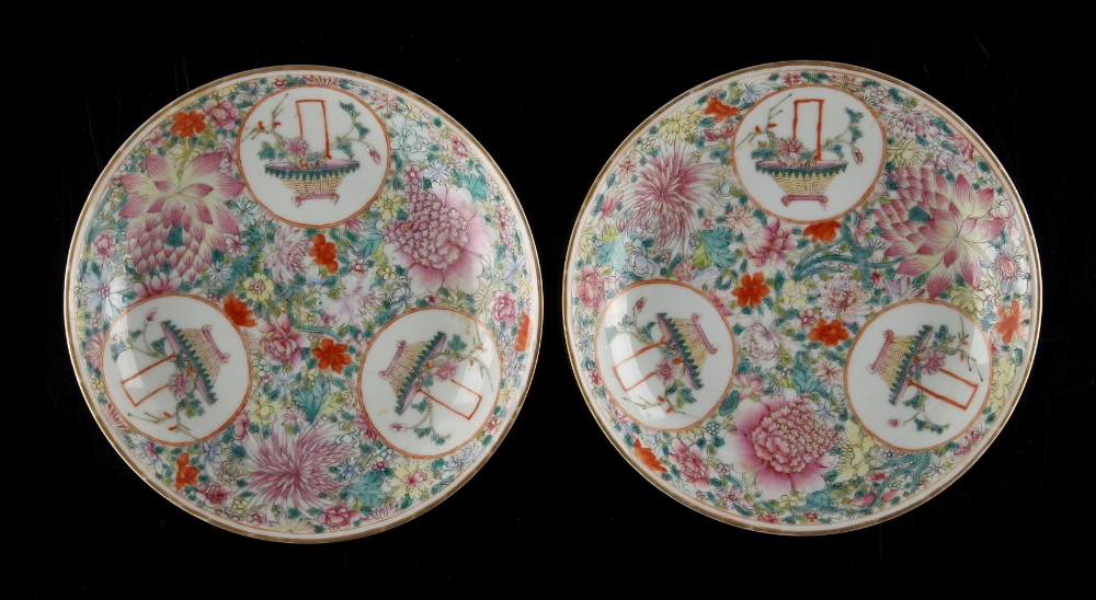 Property of a gentleman - en suite with the preceding lot - a pair of Chinese famille rose dishes,