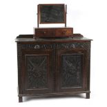 Property of a deceased estate - a late 19th / early 20th century dark oak side cabinet, 48ins. (