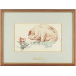 Property of a lady - Marcia Lane Foster (1897-1983) - PIG AND MOUSE - an original watercolour