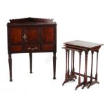 Property of a lady - a nest of three Edwardian mahogany & strung occasional tables, the largest