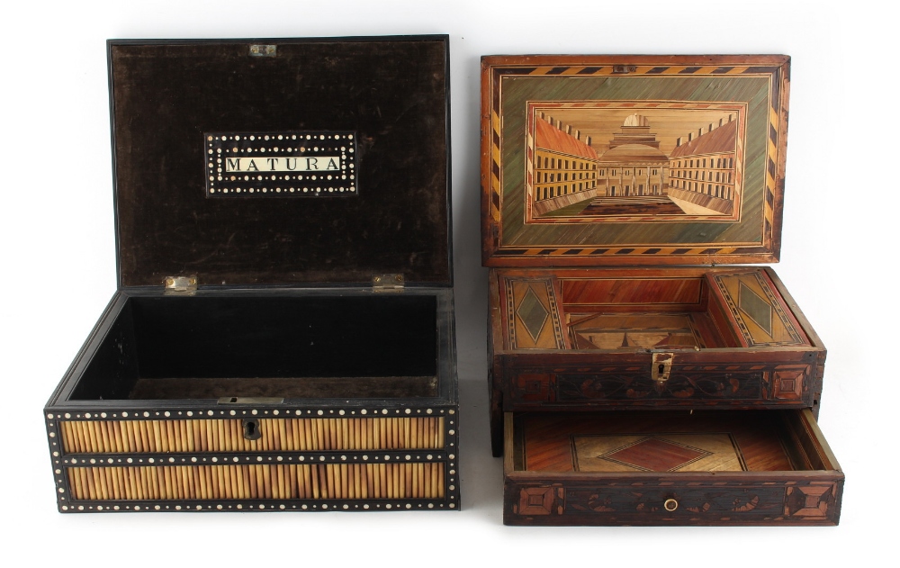 Property of a lady - a late 19th century Sinhalese porcupine quill box, the interior of the lid with