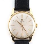 Property of a lady - a gentleman's Omega 9ct gold cased wristwatch, 1950's / 60's, on black