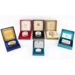 Property of a lady - a collection of six Halcyon Days Bilston & Battersea enamel boxes, all relating