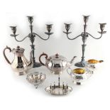Property of a deceased estate - a silver plated four piece tea & coffee set; together with a pair of