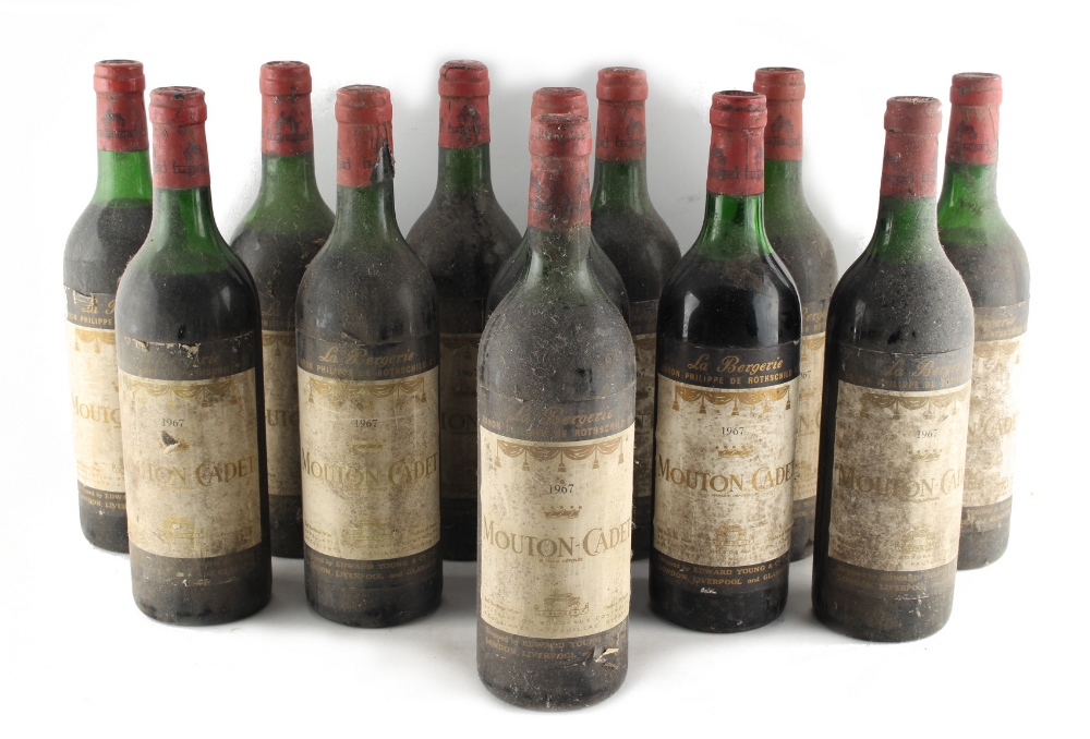 Property of a lady - Bordeaux - Baron Philippe de Rothschild Mouton Cadet, 1967, 12 bottles,