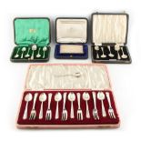 Property of a gentleman - a quantity of silver flatware including a cased set of six each gateau