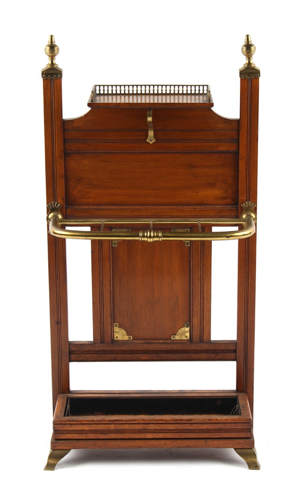 Property of a deceased estate - a late Victorian oak & brass hallstand, attributed to James