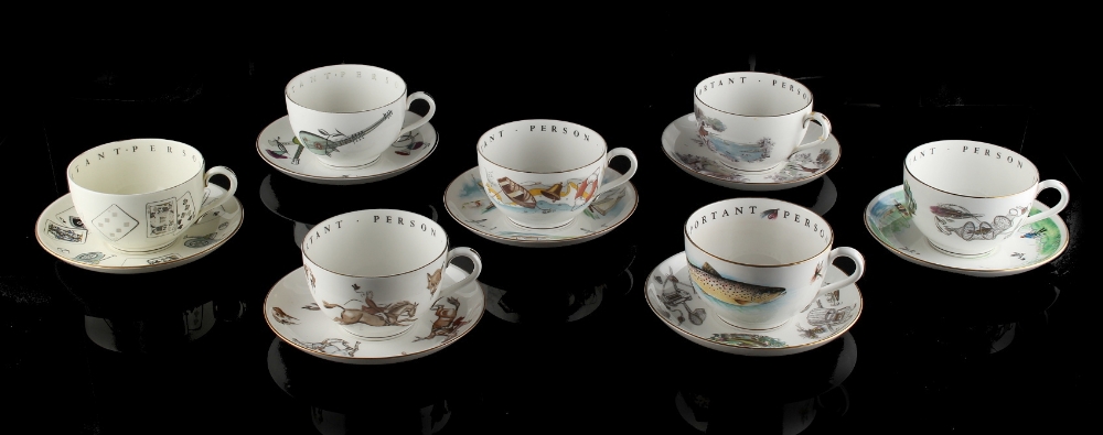 Property of a deceased estate - seven Royal Worcester 'Very Important Person' cups & saucers (7).