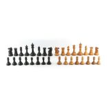 Property of a lady - a Jaques club size Staunton chess set, ebony & boxwood, with weighted bases,
