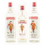 Property of a deceased estate - gin - Beefeater Gin, 3 bottles, one bottle 1 litre, the other two