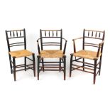 Property of a deceased estate - a pair of 19th century Morris & Co. 'Sussex' chairs, with arms;