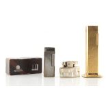Property of a lady - a Dunhill Tallboy gold plated lighter; together with a Dunhill silver plated