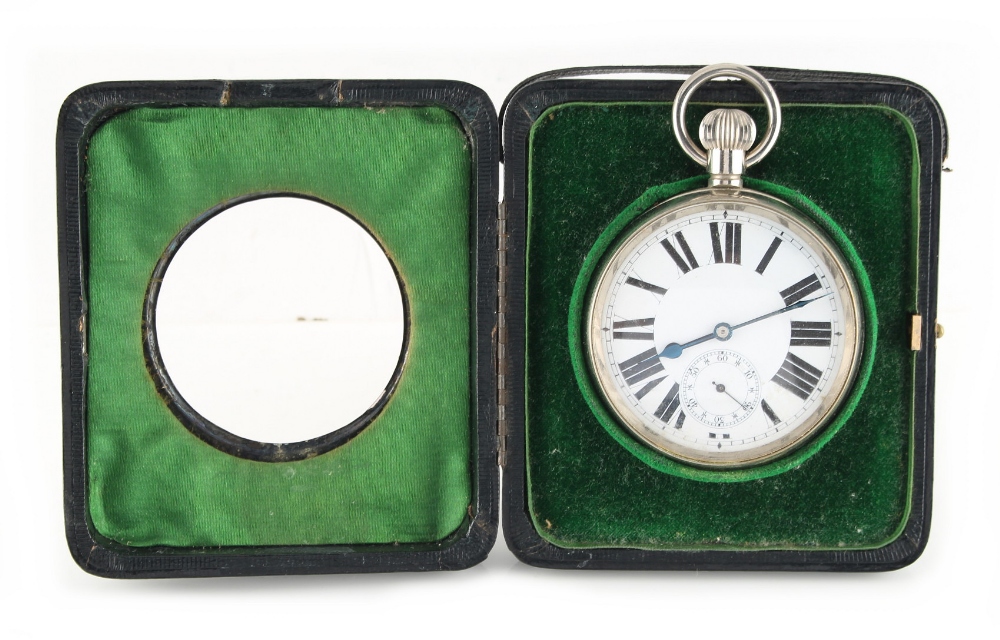 Property of a lady - an early 20th century silver fronted easel cased Goliath size pocket watch, the - Image 2 of 2