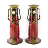 Property of a deceased estate - a large pair of Minton Secessionist vases, circa 1900, with slip