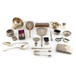 Property of a deceased estate - a bag containing assorted silver & silver mounted items including