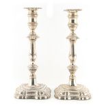Property of a lady - a pair of Edwardian silver candlesticks, Fordham & Faulkner, London 1903,