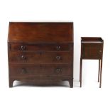 Property of a gentleman - an early 19th century mahogany fall-front bureau, with turned handles,