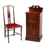 Property of a lady - a late Victorian walnut pot cupboard with carved panel; together with an
