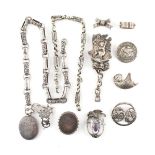 Property of a lady - a quantity of assorted silver & white metal jewellery including brooches.
