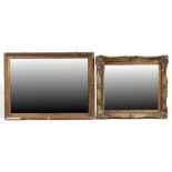 Property of a gentleman - two gilt rectangular framed wall mirrors, the larger 38.5 by 28.25ins. (98