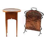 Property of a gentleman - an Art Nouveau oak circular topped occasional table, with inset hammered