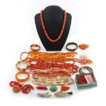 Property of a lady - a coral graduated bead single strand necklace, approximately 86 grams; together
