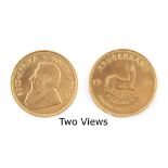 Property of a lady - gold coin - a 1974 South Africa gold krugerrand.