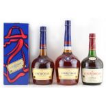 Property of a deceased estate - cognac - 4 bottles various including Courvoisier, one bottle 1