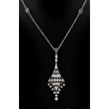 A Belle Epoque style diamond pendant necklace, set with Old European cut diamonds, the pendant