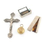 Property of a lady - a large early 20th century silver crucifix pendant, import marks for Chester