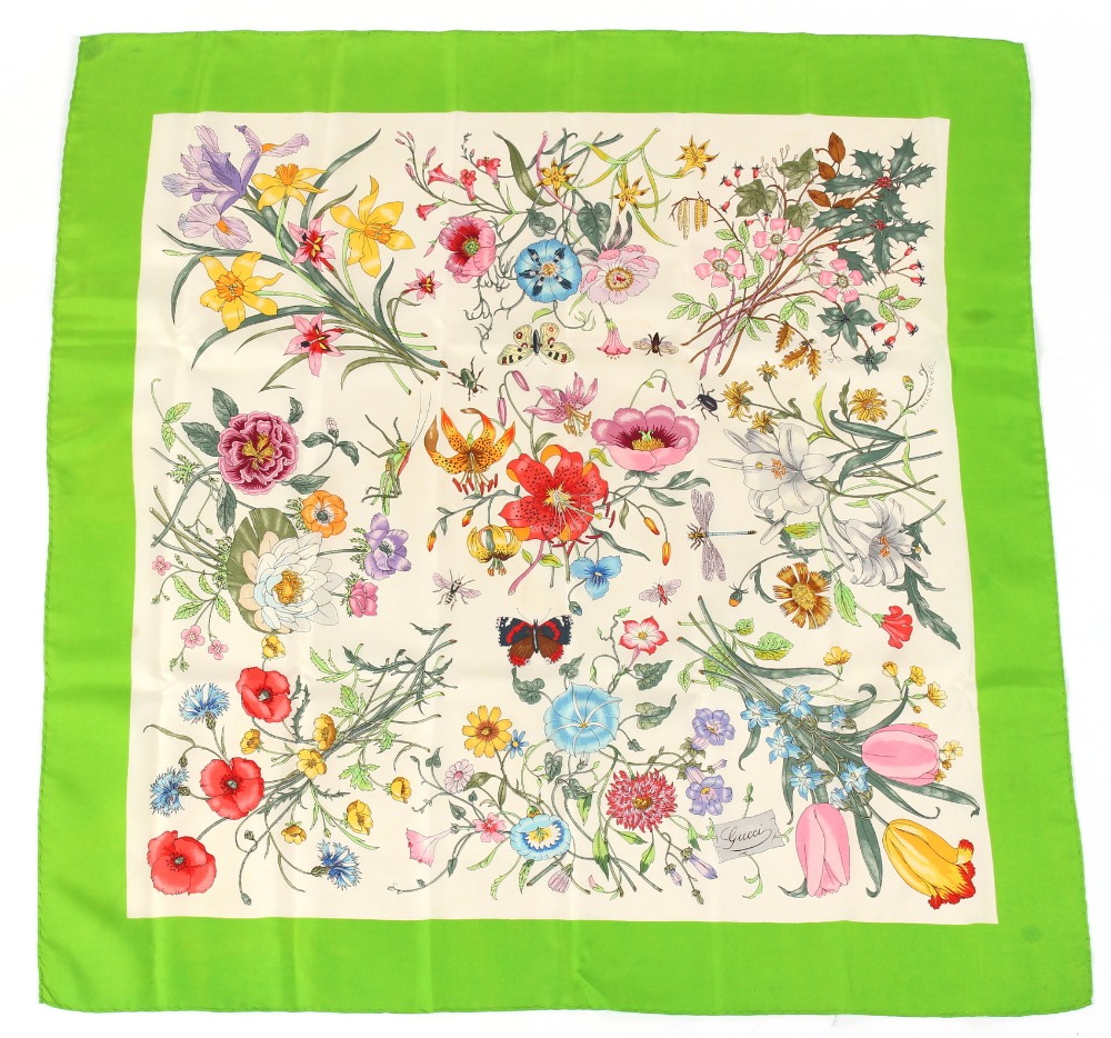 Property of a lady - a Gucci silk scarf - 'Flora', designed by Vittorio Accornero.