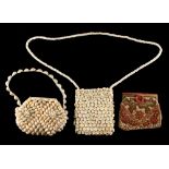 A private collection of handbags from a deceased estate - a fish bone embroidered handbag;