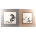 A collection of works by Pauline Bull, nee Davies (b.1957) - CHINESE MONKEY - wash drawing, 19.9ins.