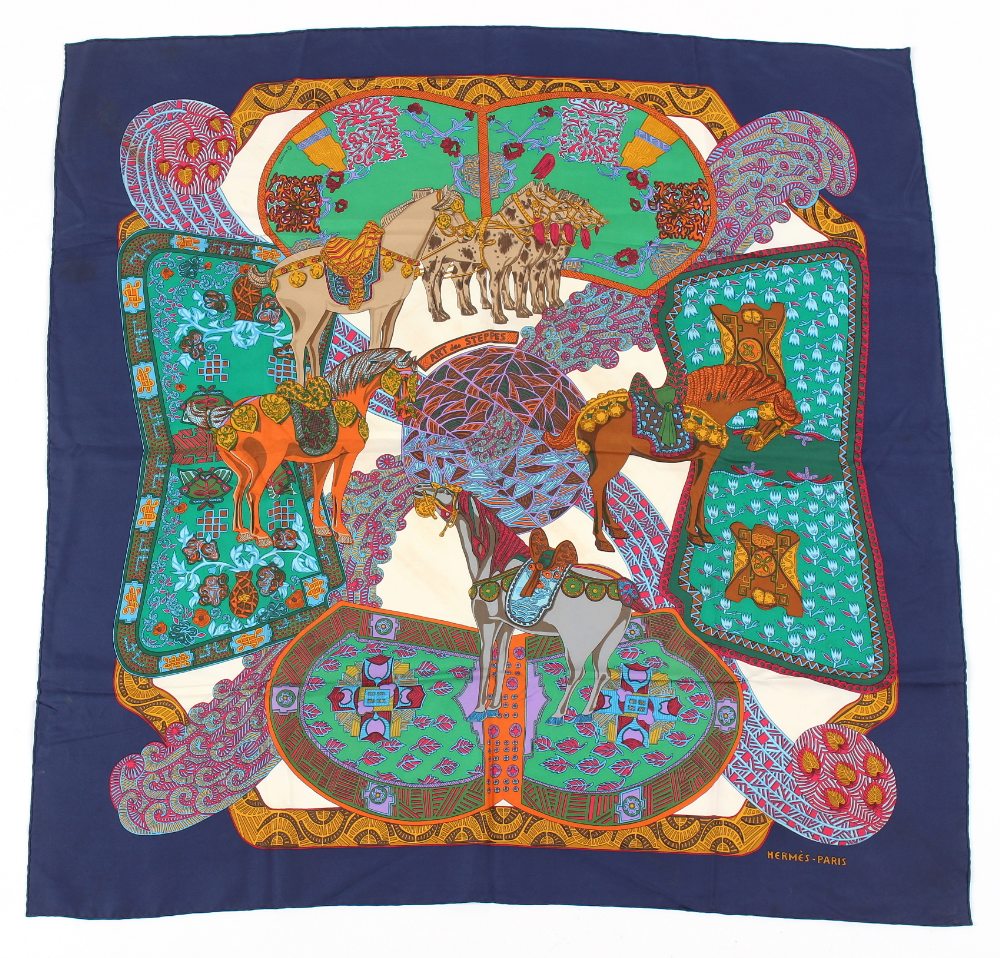 Property of a lady - a Hermes silk scarf - 'Art des Steppes', designed by Annie Faivre, in