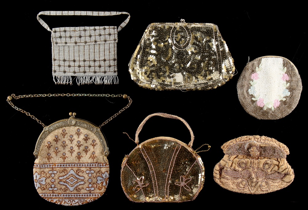 A private collection of handbags from a deceased estate - six assorted 1920's style handbags &