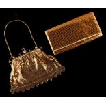 A private collection of handbags from a deceased estate - a large yellow metal mesh handbag with