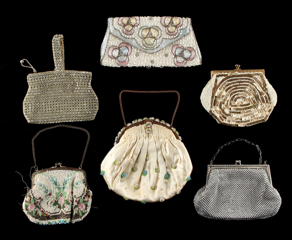 A private collection of handbags from a deceased estate - five vintage evening handbags; together