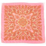 Property of a lady - a Liberty silk scarf, with paisley design on bright pink ground.