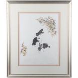 A collection of works by Pauline Bull, nee Davies (b.1957) - TWO DUTCH RABBITS - wash drawing, 24.25