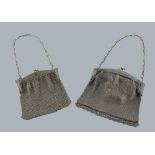 A private collection of handbags from a deceased estate - a large silver plated mesh handbag with