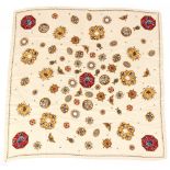 Property of a lady - a Perry Ellis silk scarf with red, blue & gold jewel design.