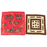 Property of a lady - two silk scarves depicting dachshunds, including a Kreier example (2).